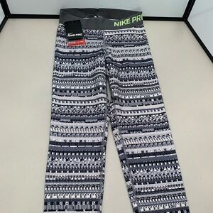 Nike Pro Tights Size XS Cool Gray/Black 8 Bit Women